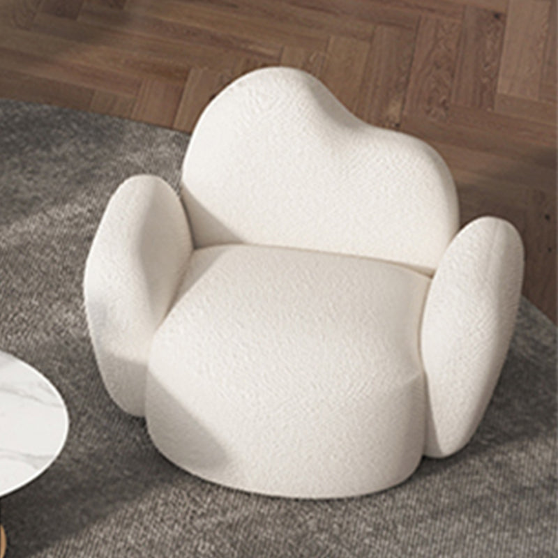 Scandinavian 29.92" Wide Wool Wood Frame Sofa in White For Living Room