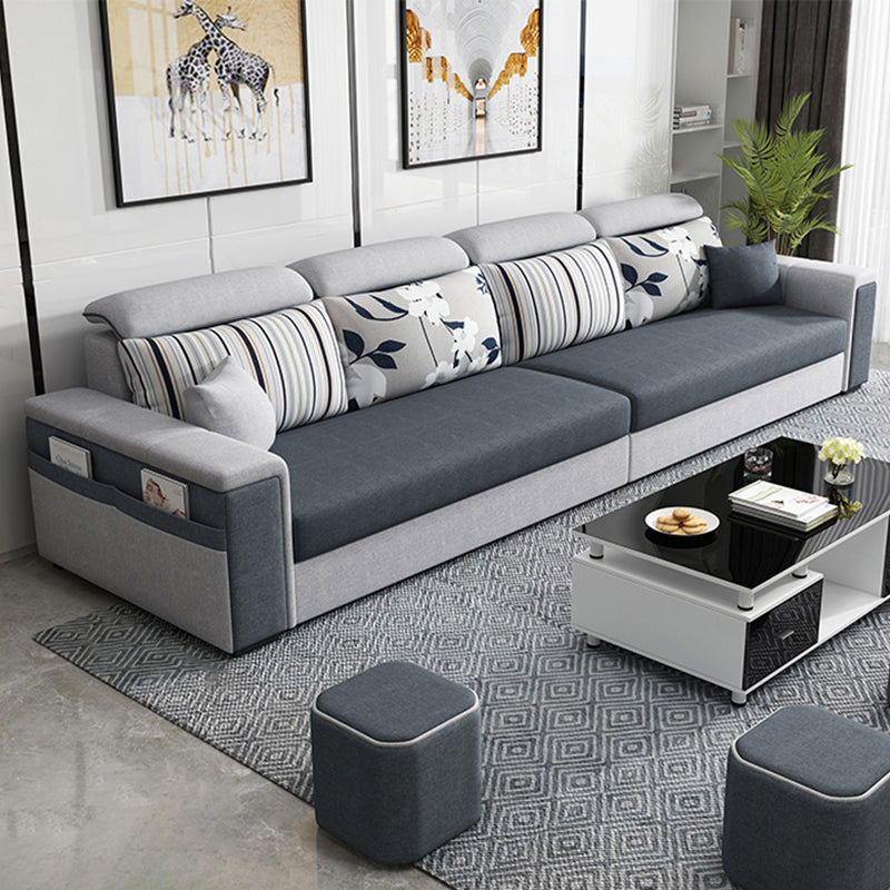 Contemporary Square Arm Sofa in Gray with Storage For Living Room