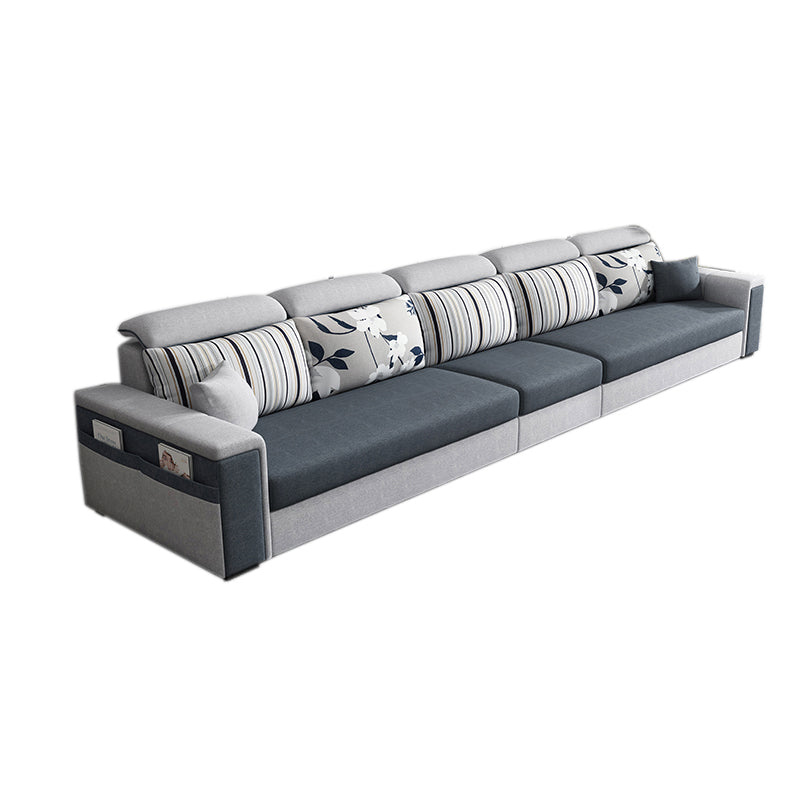 Contemporary Square Arm Sofa in Gray with Storage For Living Room