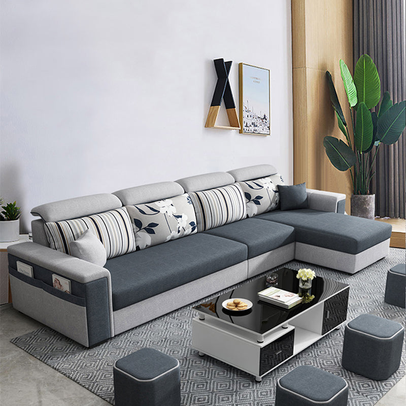 Contemporary Square Arm Sofa in Gray with Storage For Living Room