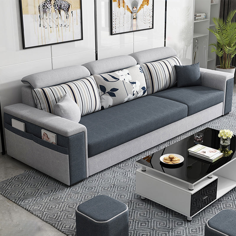 Contemporary Square Arm Sofa in Gray with Storage For Living Room