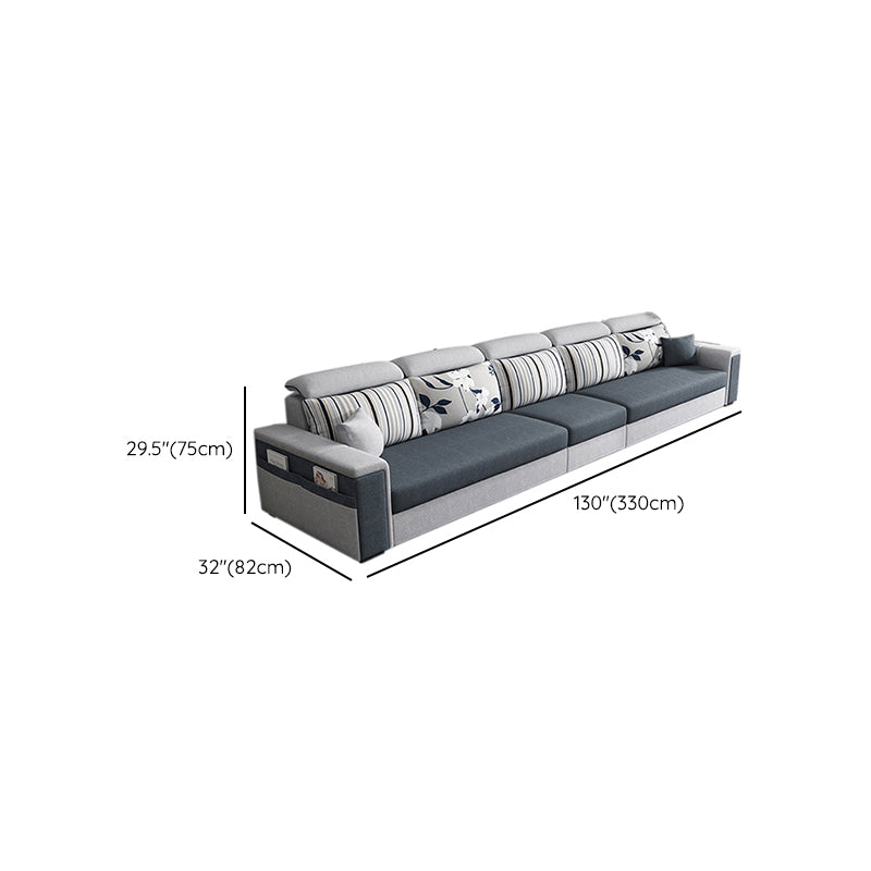 Contemporary Square Arm Sofa in Gray with Storage For Living Room