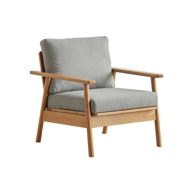Scandinavian Solid Wood Linen Sofa with Pillow Back for Living Room