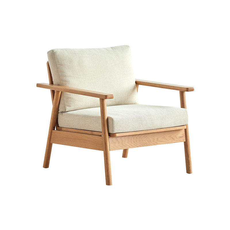 Scandinavian Solid Wood Linen Sofa with Pillow Back for Living Room