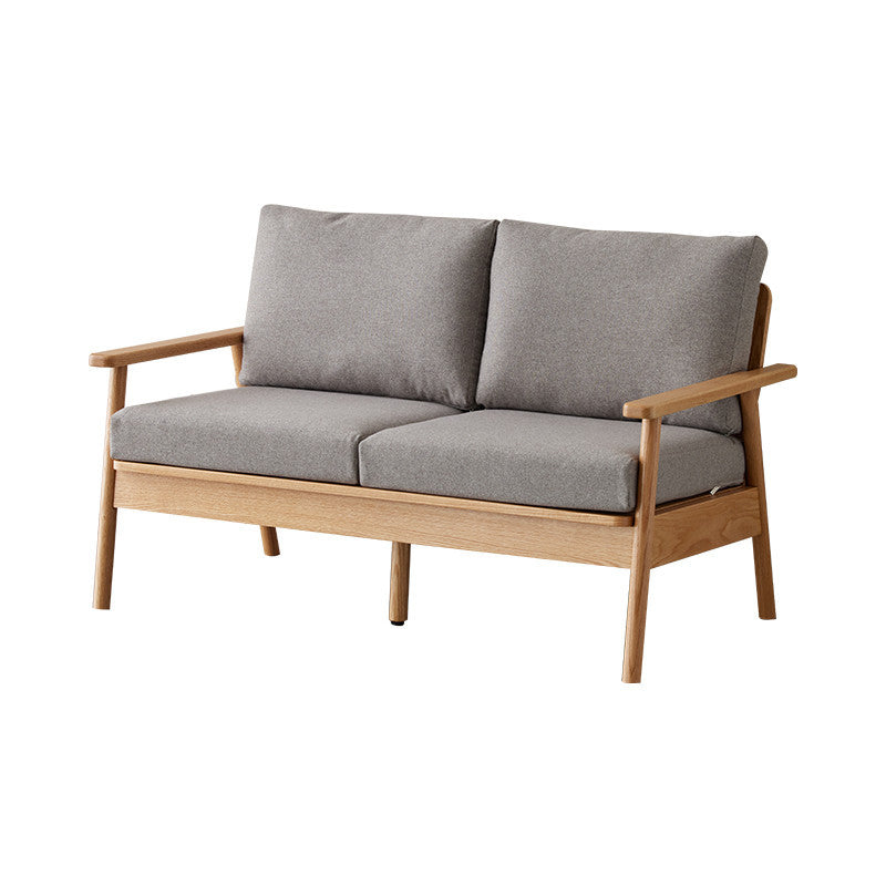 Scandinavian Solid Wood Linen Sofa with Pillow Back for Living Room