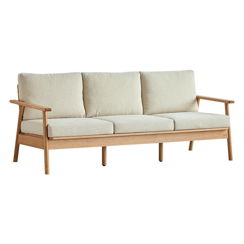 Scandinavian Solid Wood Linen Sofa with Pillow Back for Living Room