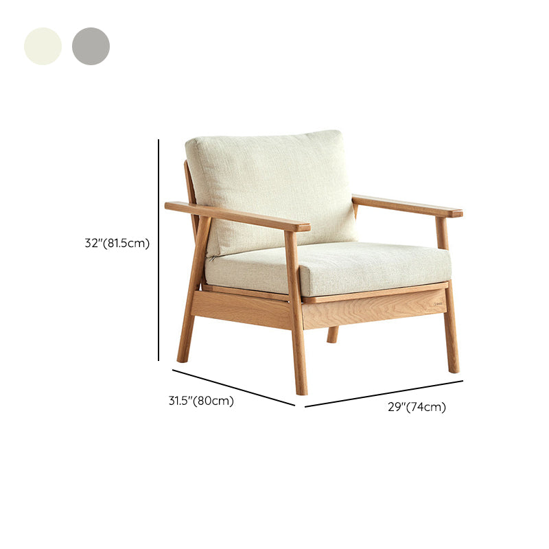 Scandinavian Solid Wood Linen Sofa with Pillow Back for Living Room