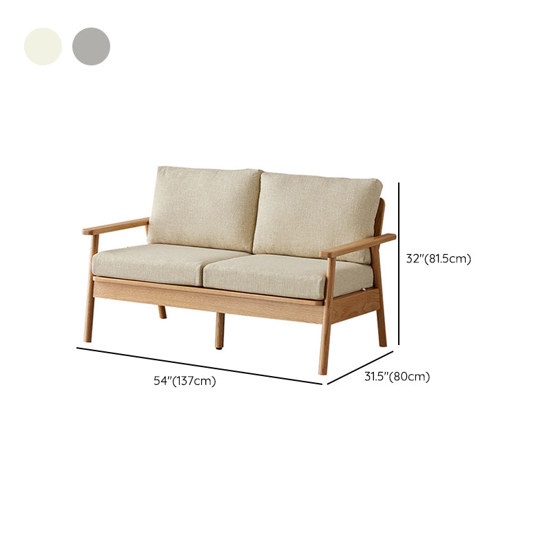 Scandinavian Solid Wood Linen Sofa with Pillow Back for Living Room