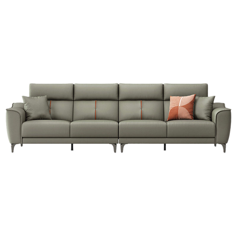 Contemporary Style Faux Leather Solid Color Sewn Pillow Back Sofa