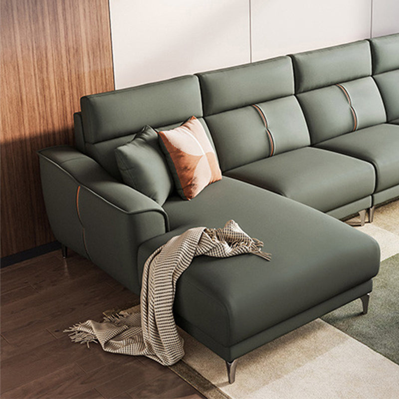 Contemporary Style Faux Leather Solid Color Sewn Pillow Back Sofa