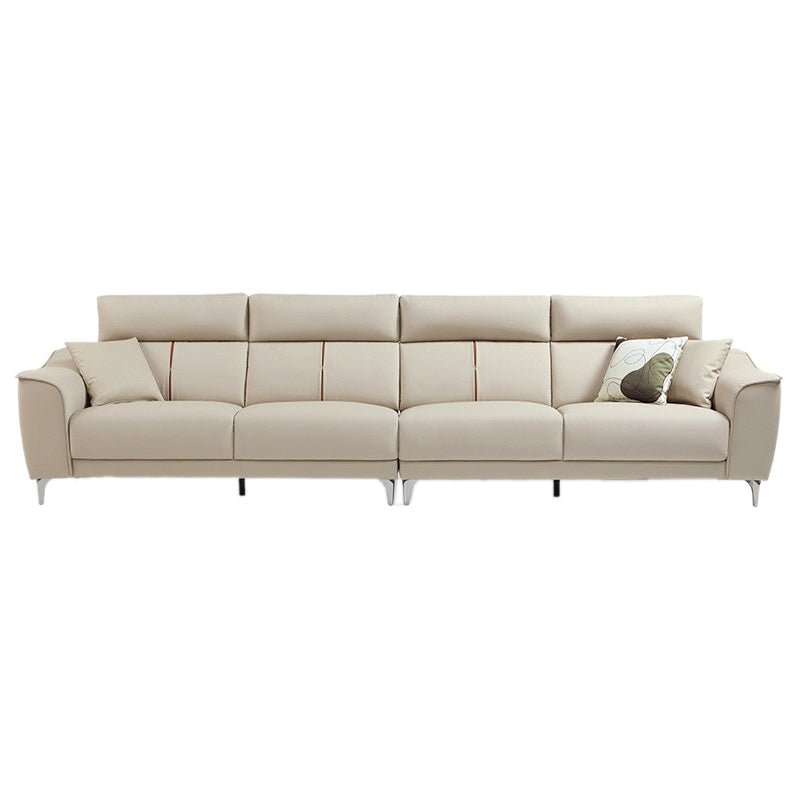 Contemporary Style Faux Leather Solid Color Sewn Pillow Back Sofa