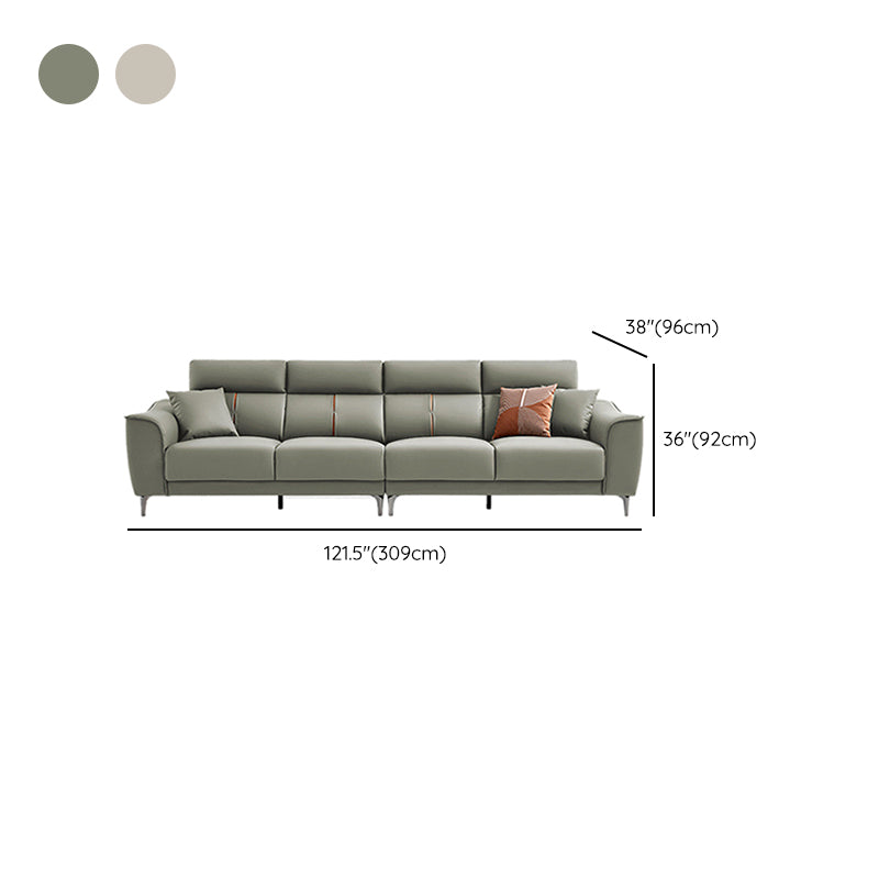 Contemporary Style Faux Leather Solid Color Sewn Pillow Back Sofa