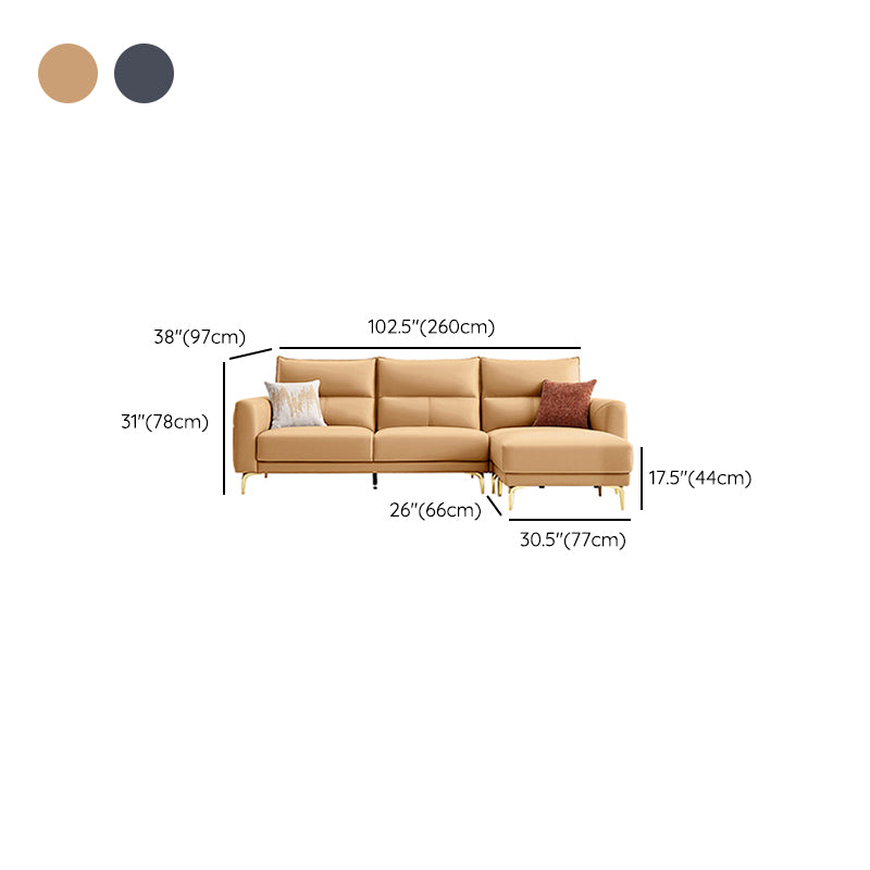 Contemporary Faux Leather Sewn Pillow Back Square Arm Sofa For Living Room