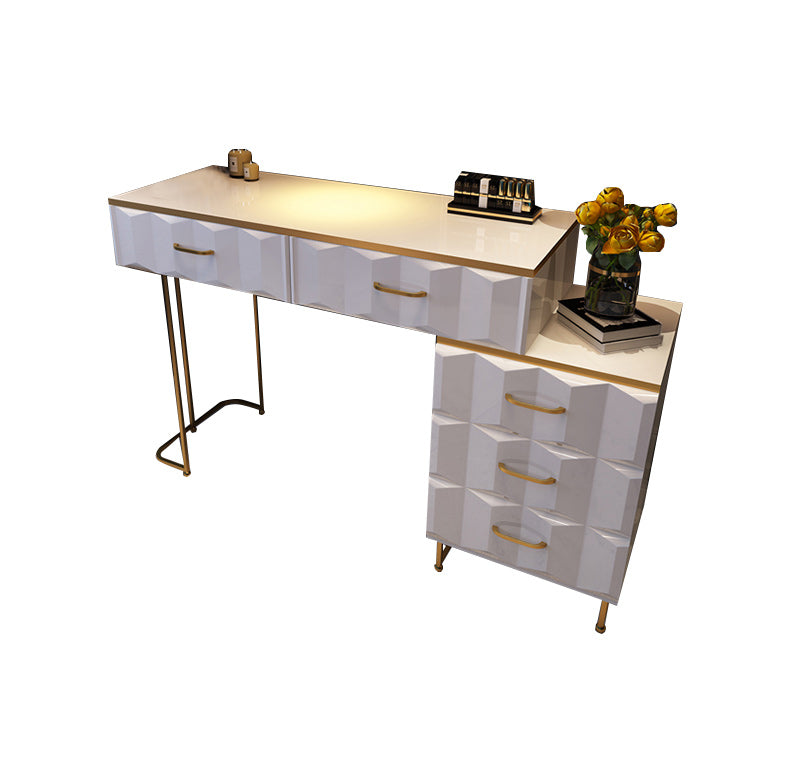 Contemporary Gold Lighted Mirror Bedroom With Drawer Wooden Make-up Vanity