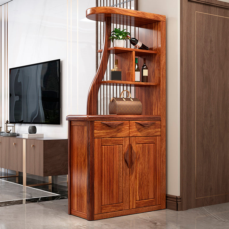 Solid Wood Cabinet in Brown 78.74" Tall Accent Cabinet with Drawers and Shelves