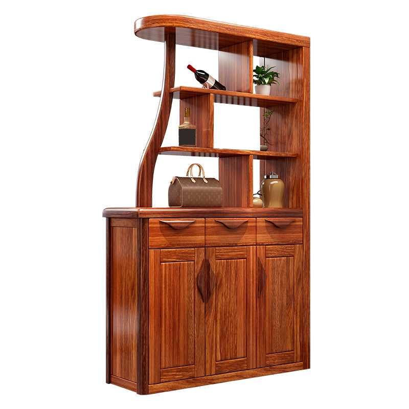 Solid Wood Cabinet in Brown 78.74" Tall Accent Cabinet with Drawers and Shelves