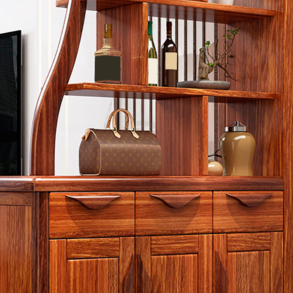 Solid Wood Cabinet in Brown 78.74" Tall Accent Cabinet with Drawers and Shelves