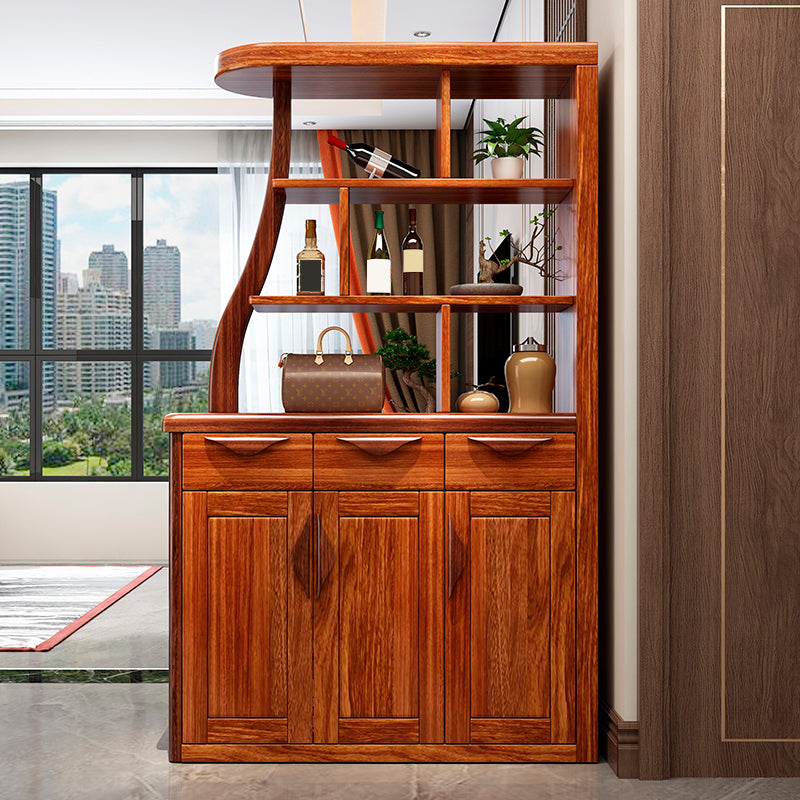 Solid Wood Cabinet in Brown 78.74" Tall Accent Cabinet with Drawers and Shelves