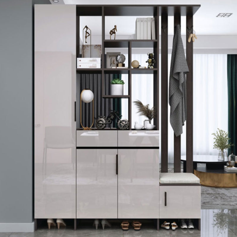 Modern Wooden 13.77" Wide Accent Cabinet with Drawers and Shelves