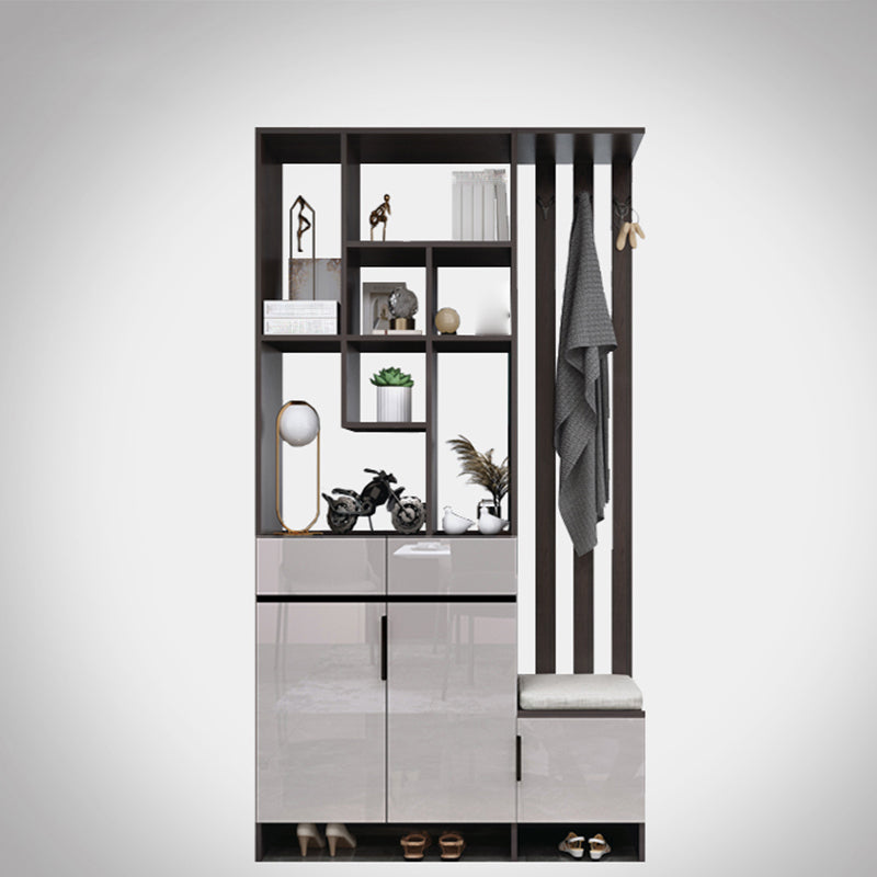 Modern Wooden 13.77" Wide Accent Cabinet with Drawers and Shelves