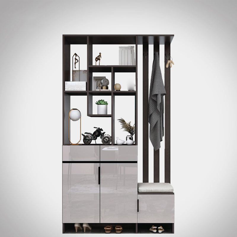 Modern Wooden 13.77" Wide Accent Cabinet with Drawers and Shelves
