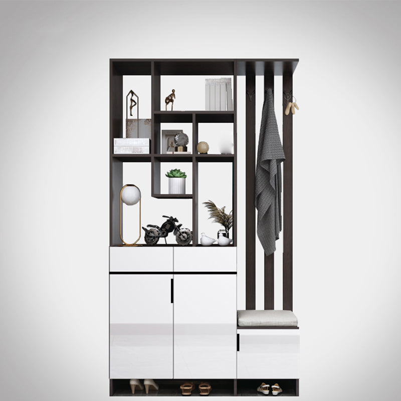 Modern Wooden 13.77" Wide Accent Cabinet with Drawers and Shelves