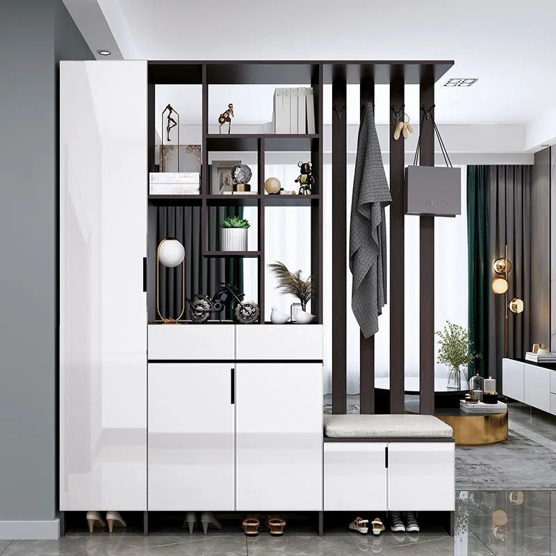 Modern Wooden 13.77" Wide Accent Cabinet with Drawers and Shelves