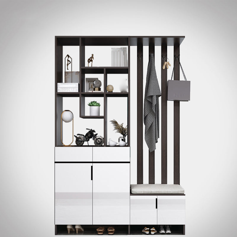 Modern Wooden 13.77" Wide Accent Cabinet with Drawers and Shelves