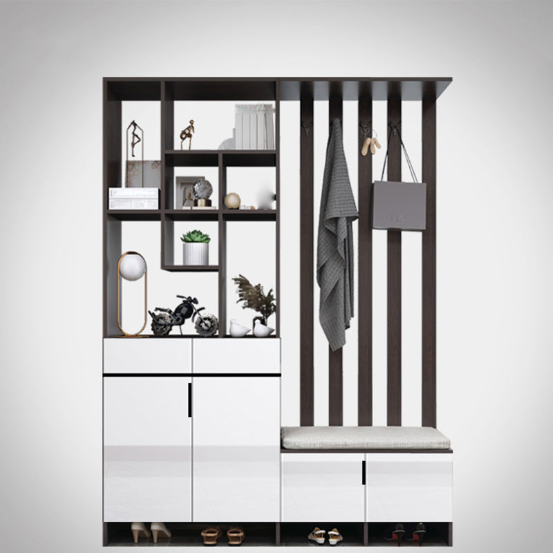 Modern Wooden 13.77" Wide Accent Cabinet with Drawers and Shelves