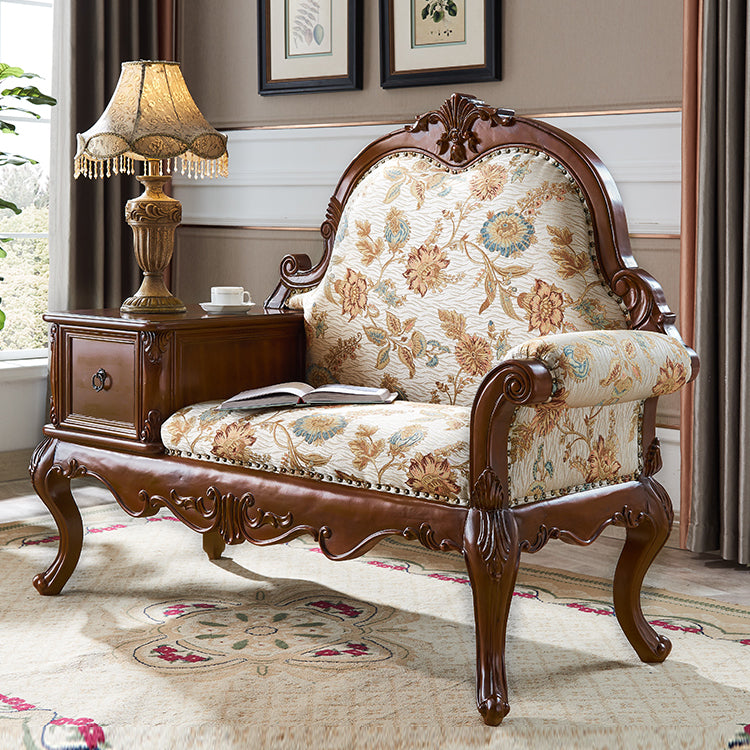 French Country Nailhead Trim Chaise Lounge Couch One Armed Chenille Lounge Chair