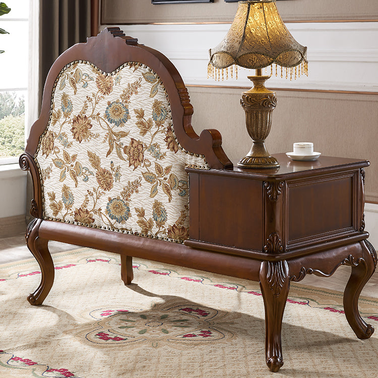 French Country Nailhead Trim Chaise Lounge Couch One Armed Chenille Lounge Chair