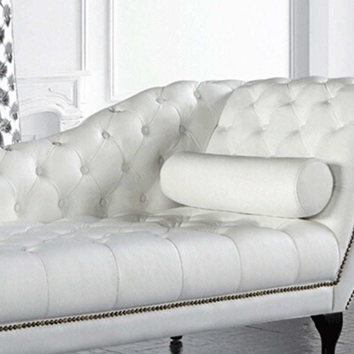 Living Room Chaise Flare Arm Leather Chaise Lounge with Tufted Upholster