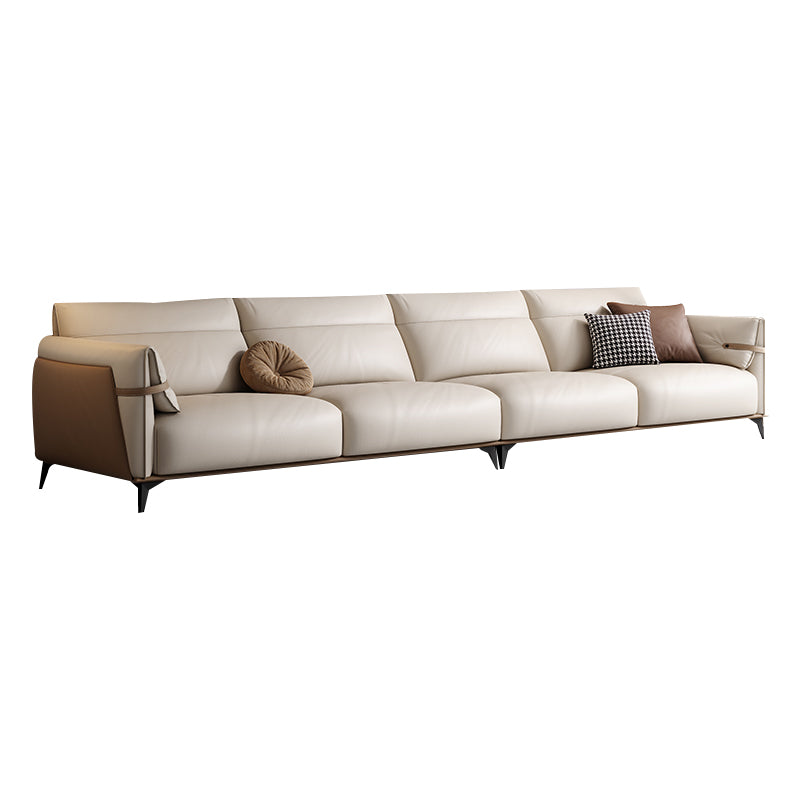 Contemporary Pillow Top Arm Sectional Genuine Leather Sectional Sofa
