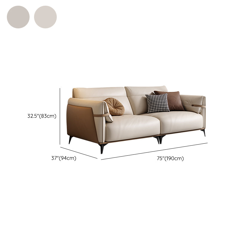 Contemporary Pillow Top Arm Sectional Genuine Leather Sectional Sofa