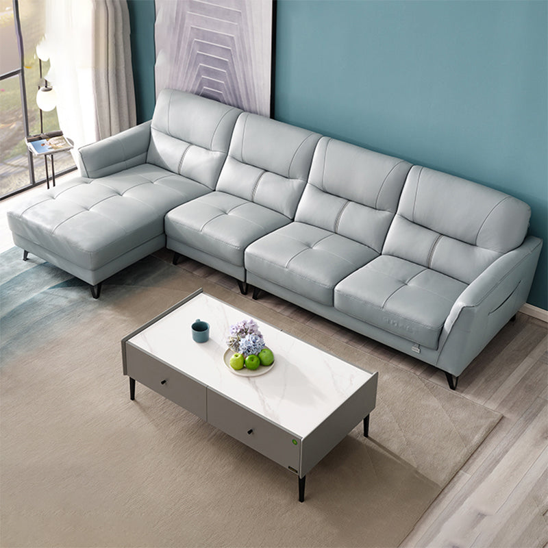 Flared Arm Sectional Sofa Contemporary Faux Leather Sectional Sofa Set