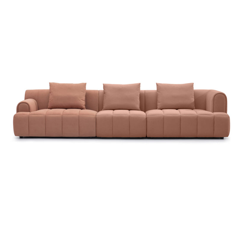 Recessed Arm Velvet Sectionals, Contemporary Sectional Set with Pillows
