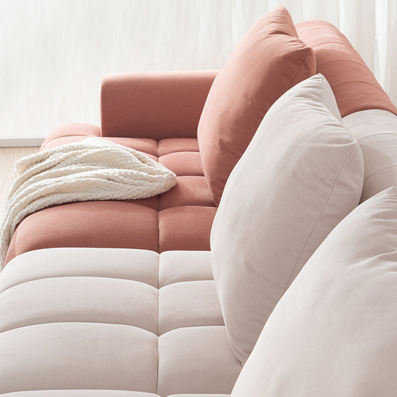 Recessed Arm Velvet Sectionals, Contemporary Sectional Set with Pillows