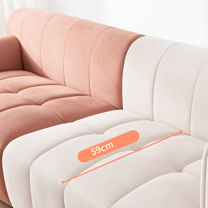 Recessed Arm Velvet Sectionals, Contemporary Sectional Set with Pillows