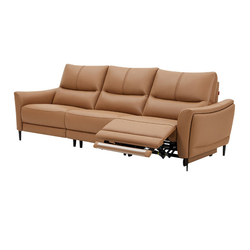 Genuine Leather Flared Arm Sectional -Contemporary Power Recliner Sectional Couch