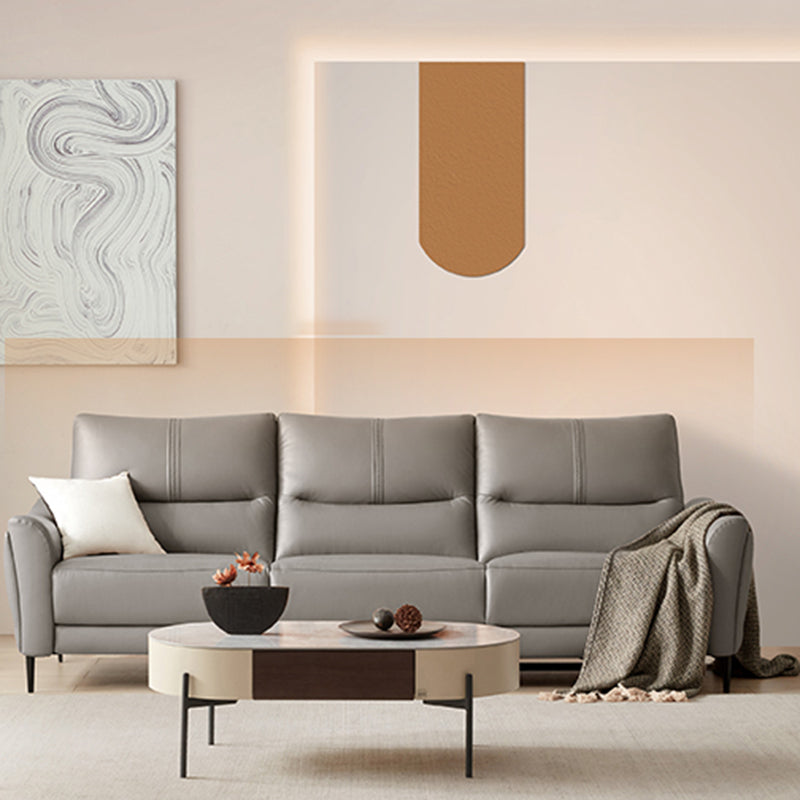 Genuine Leather Flared Arm Sectional -Contemporary Power Recliner Sectional Couch