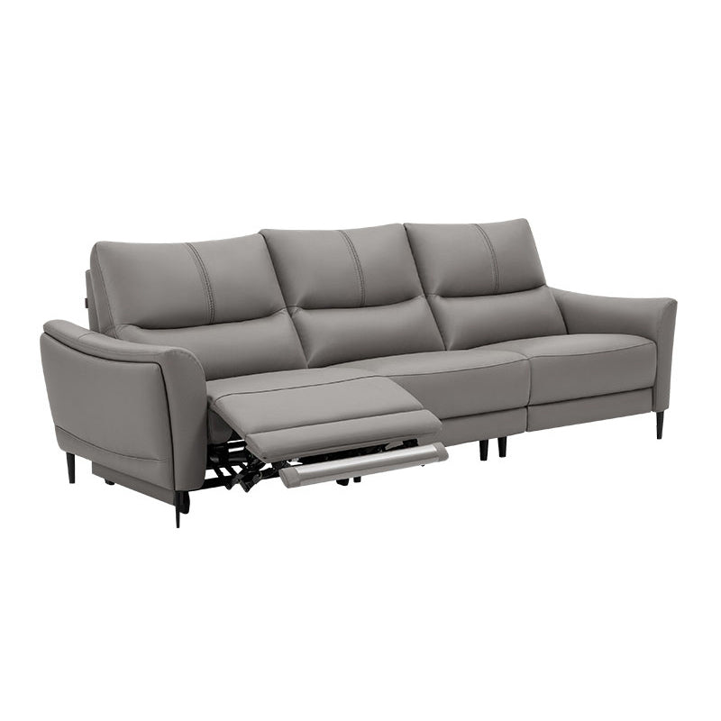 Genuine Leather Flared Arm Sectional -Contemporary Power Recliner Sectional Couch