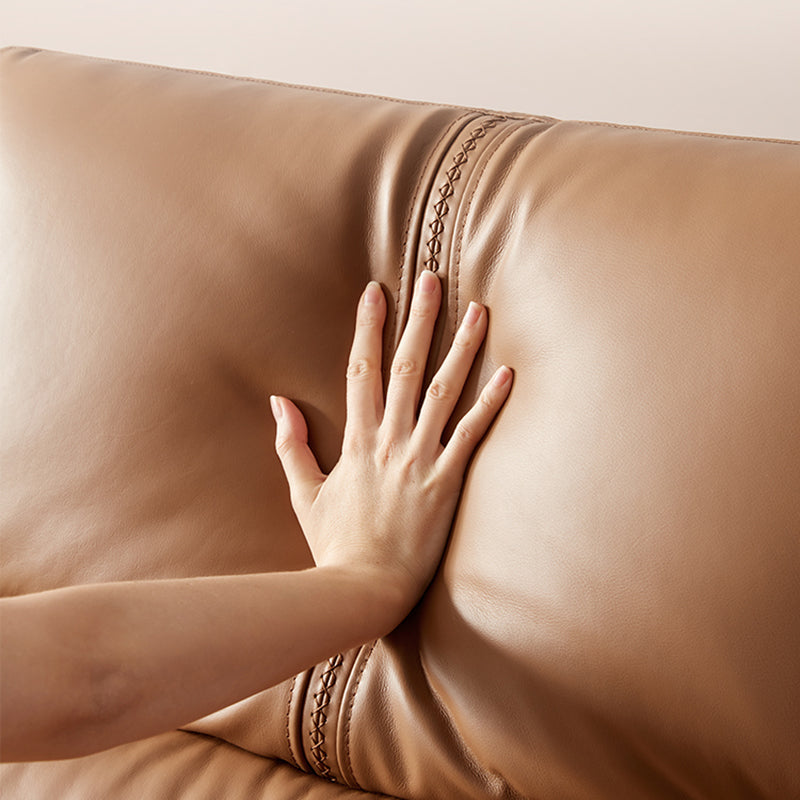 Genuine Leather Flared Arm Sectional -Contemporary Power Recliner Sectional Couch