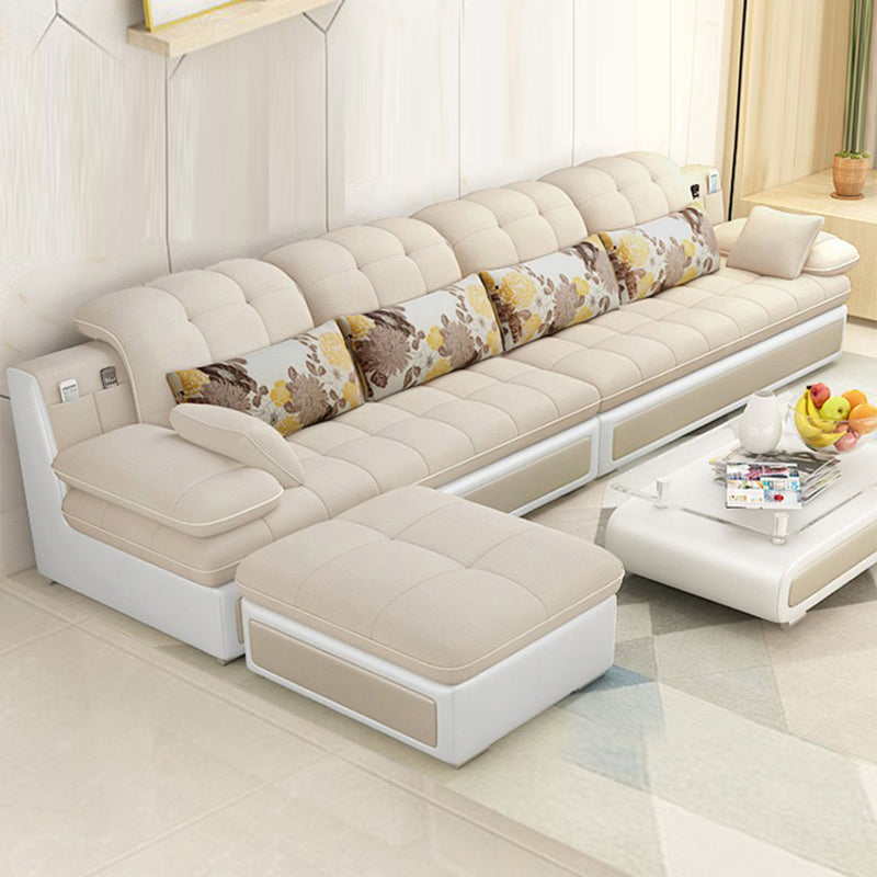 Scandinavian Pillow Top Arm Sectionals Sofa, Faux leather Chesterfield Sectionals