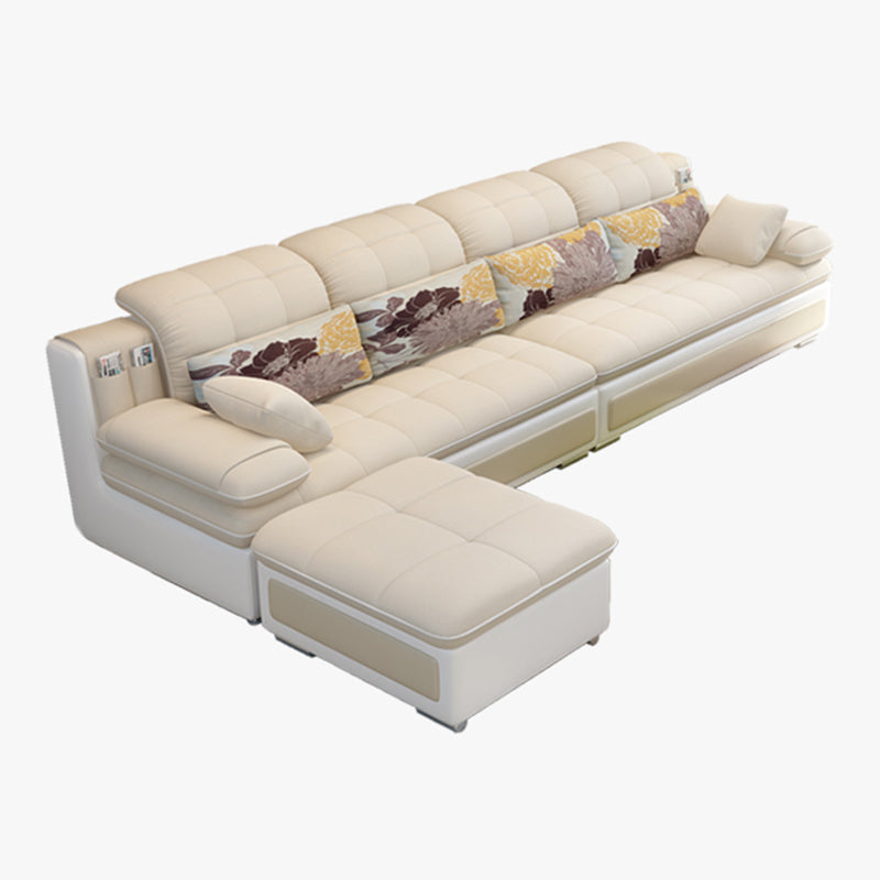 Scandinavian Pillow Top Arm Sectionals Sofa, Faux leather Chesterfield Sectionals