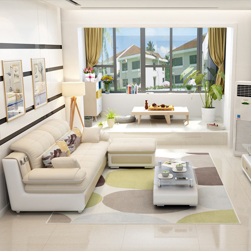 Scandinavian Pillow Top Arm Sectionals Sofa, Faux leather Chesterfield Sectionals