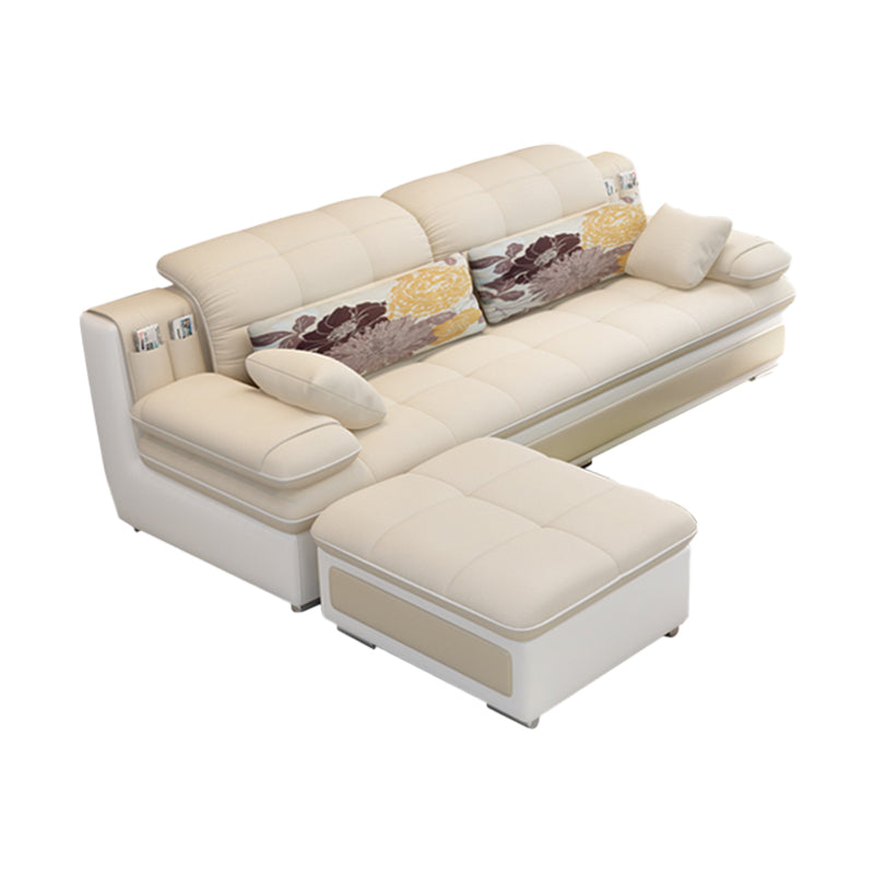 Scandinavian Pillow Top Arm Sectionals Sofa, Faux leather Chesterfield Sectionals