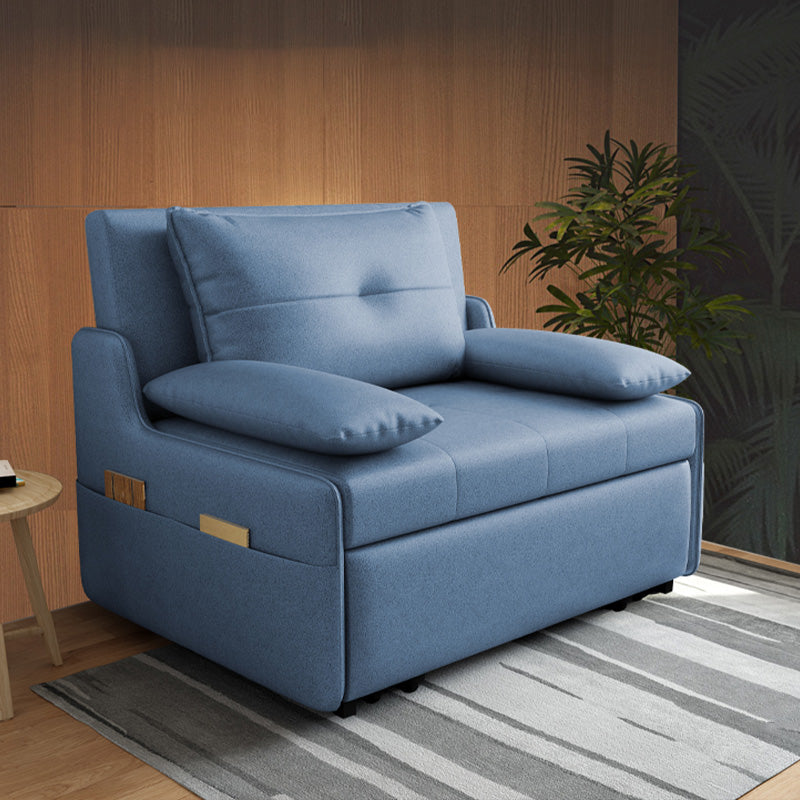 Blue Storage Futon Sofa Bed Faux leather Scandinavian Sofa Bed