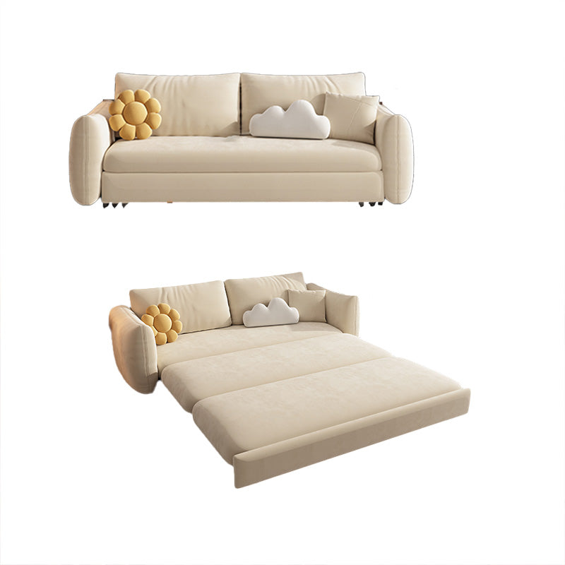 Glam Futon Sofa Bed Fabric Square Arms Futon Sleeper Sofa Bed