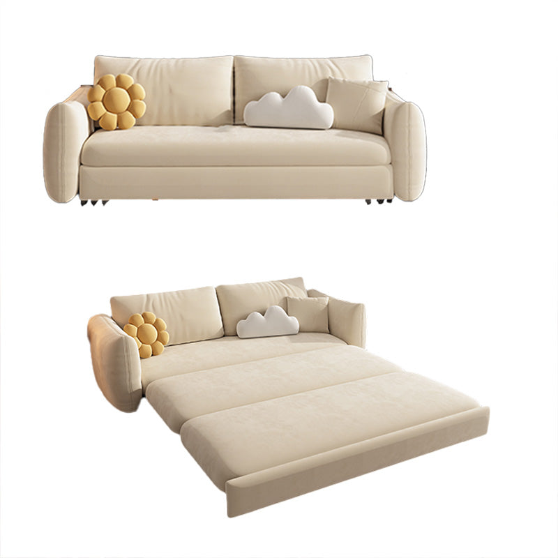 Glam Futon Sofa Bed Fabric Square Arms Futon Sleeper Sofa Bed