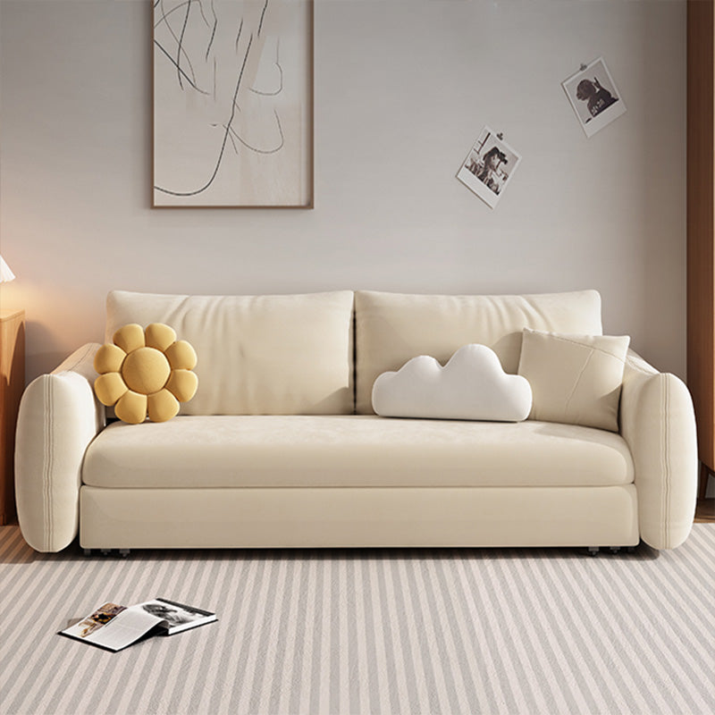 Glam Futon Sofa Bed Fabric Square Arms Futon Sleeper Sofa Bed